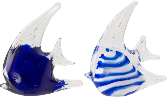 J-Line Presse-papier Fish Ligné - verre - bleu - small - 2 pièces