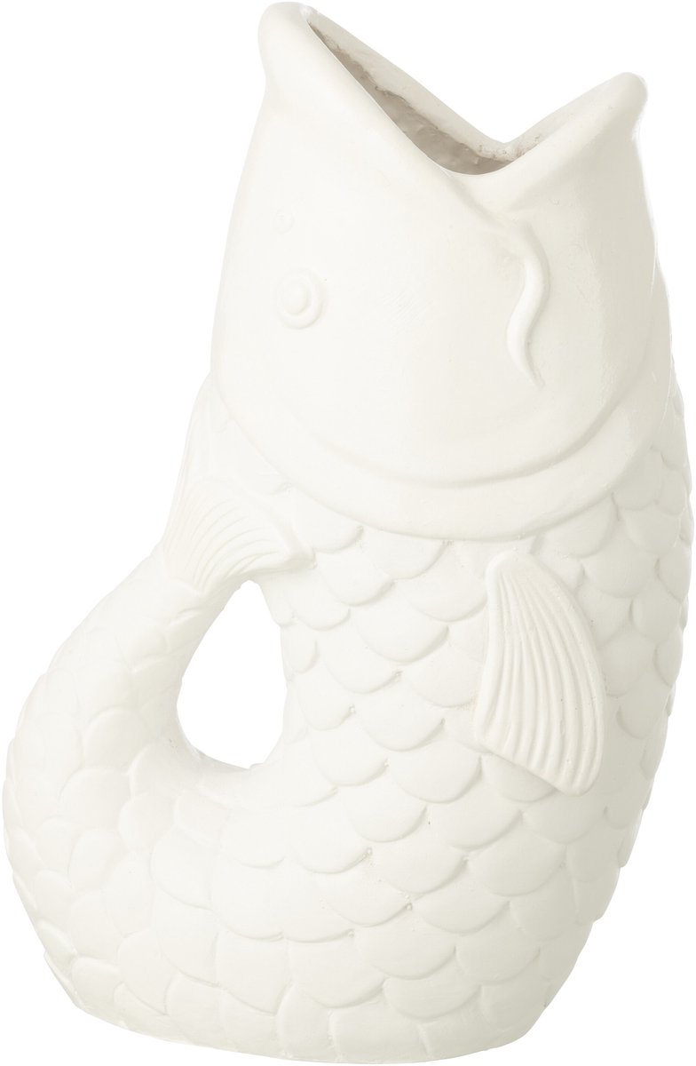 J-Line bloempot Vis - polyresin - wit - large