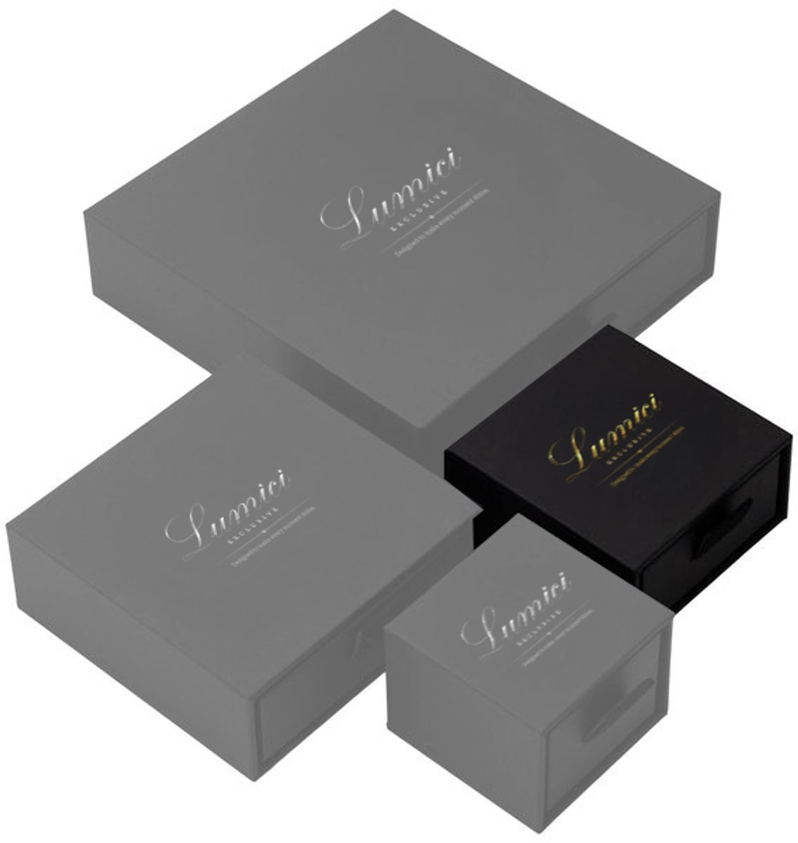 Lumici® Exclusive | Soft Touch Oorbellen Doosje – Mat Zwart met Gouden Logo - Sieradendoosje - Letop Geen Sieraad Inbegrepen