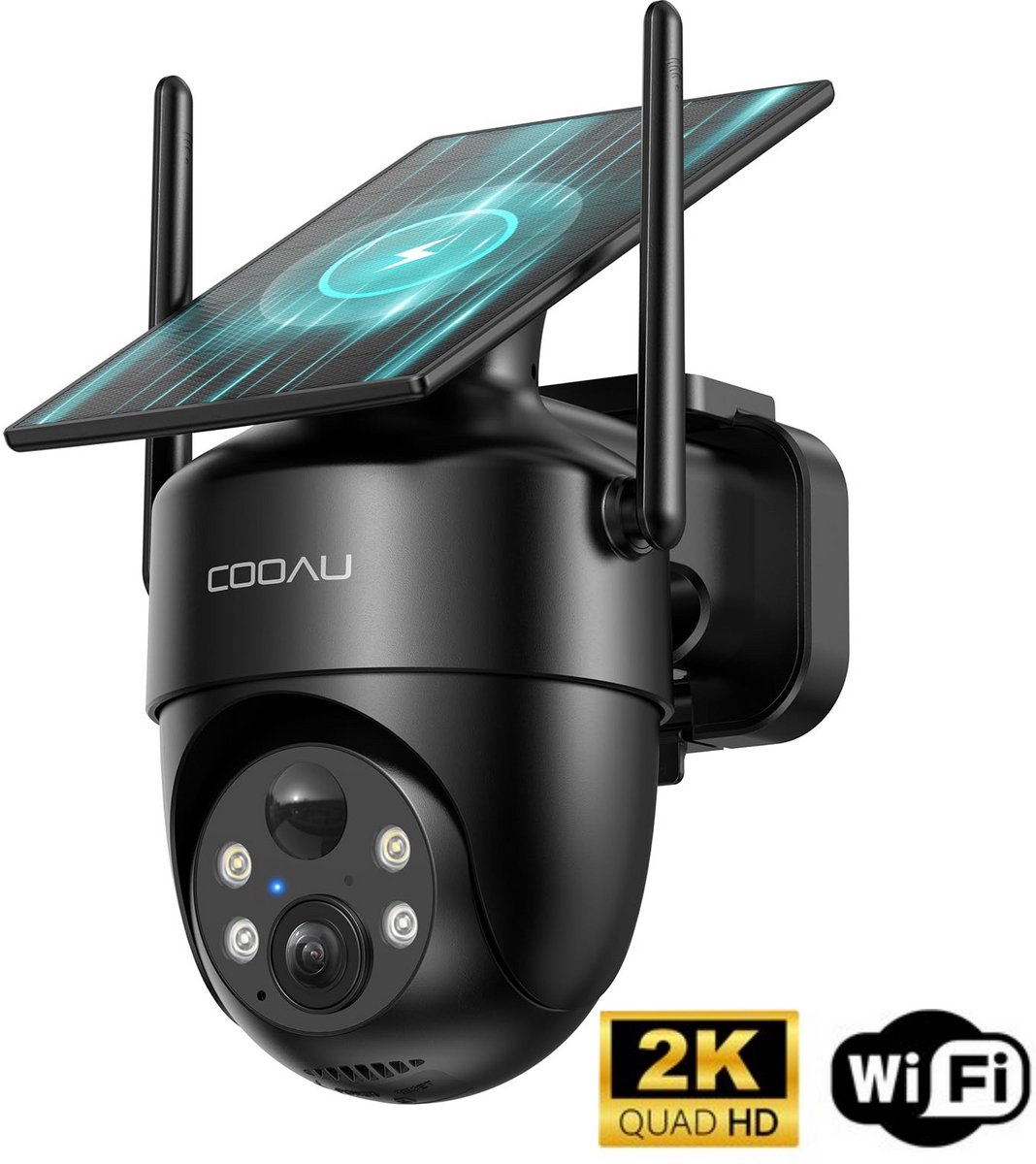COOAU Security Solo Camera C5 - 2K HD-resolutie - 355° Pan & 120° Tilt - AI Auto Lock en Tracking - Zonne-energie - Geen Abonnementskosten - Draadloze Beveiligingscamera