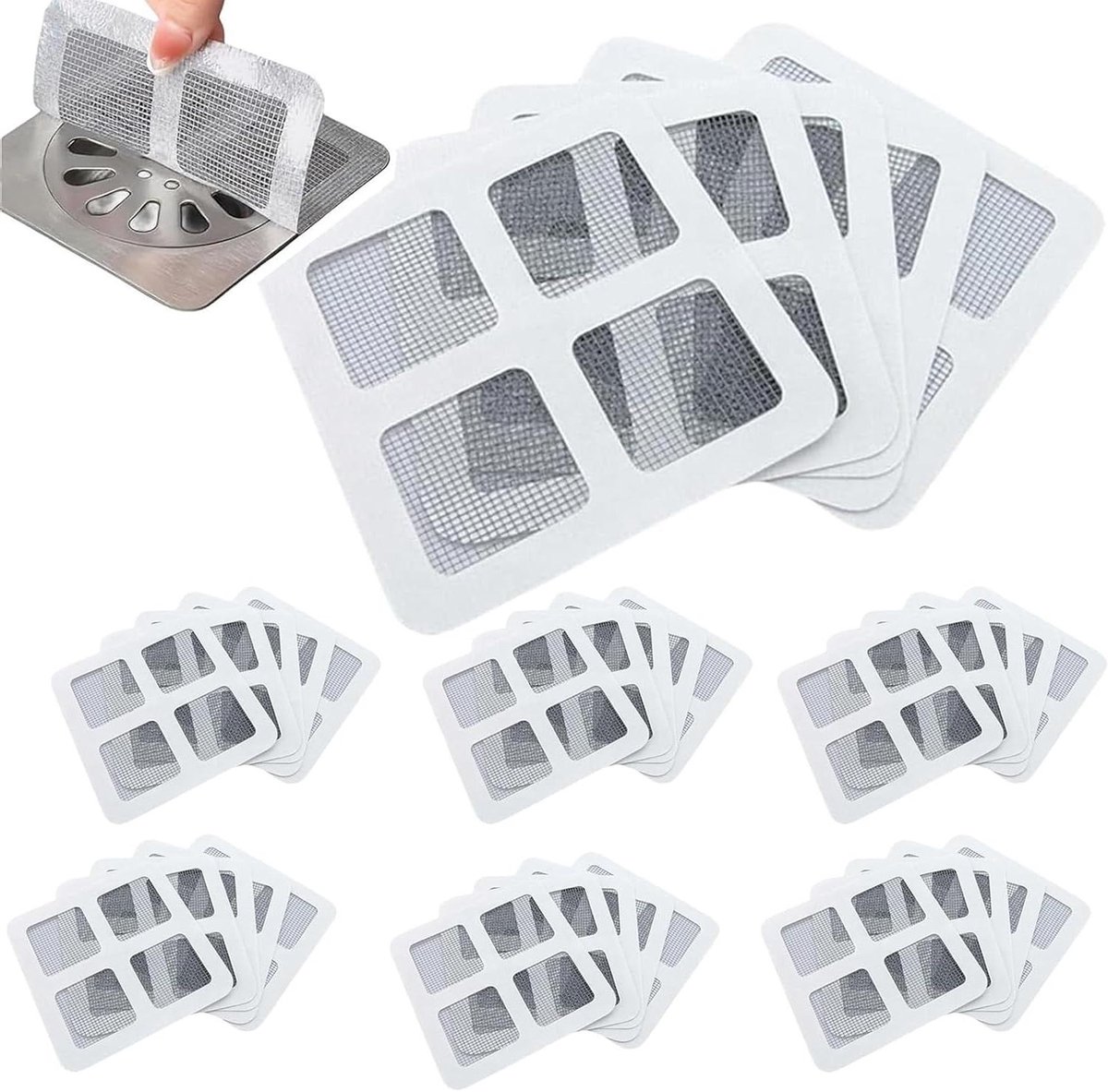 Haarzeef 50 stuks - Afvoerzeef douche wastafel haarvanger - Badkamer keuken sticker