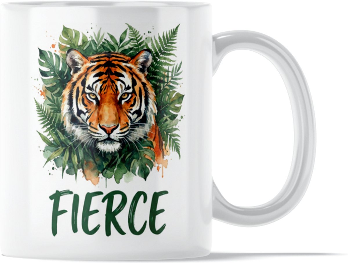 Mok Tijger - Tekst Fierce - Jungle Dieren - Keramiek