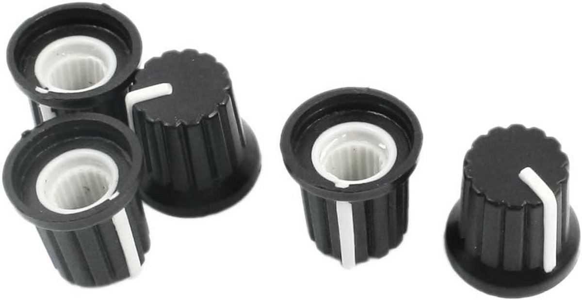 5 Stuks Gekartelde As Knoppen voor Potentiometer of Volume Regelaar 6mm