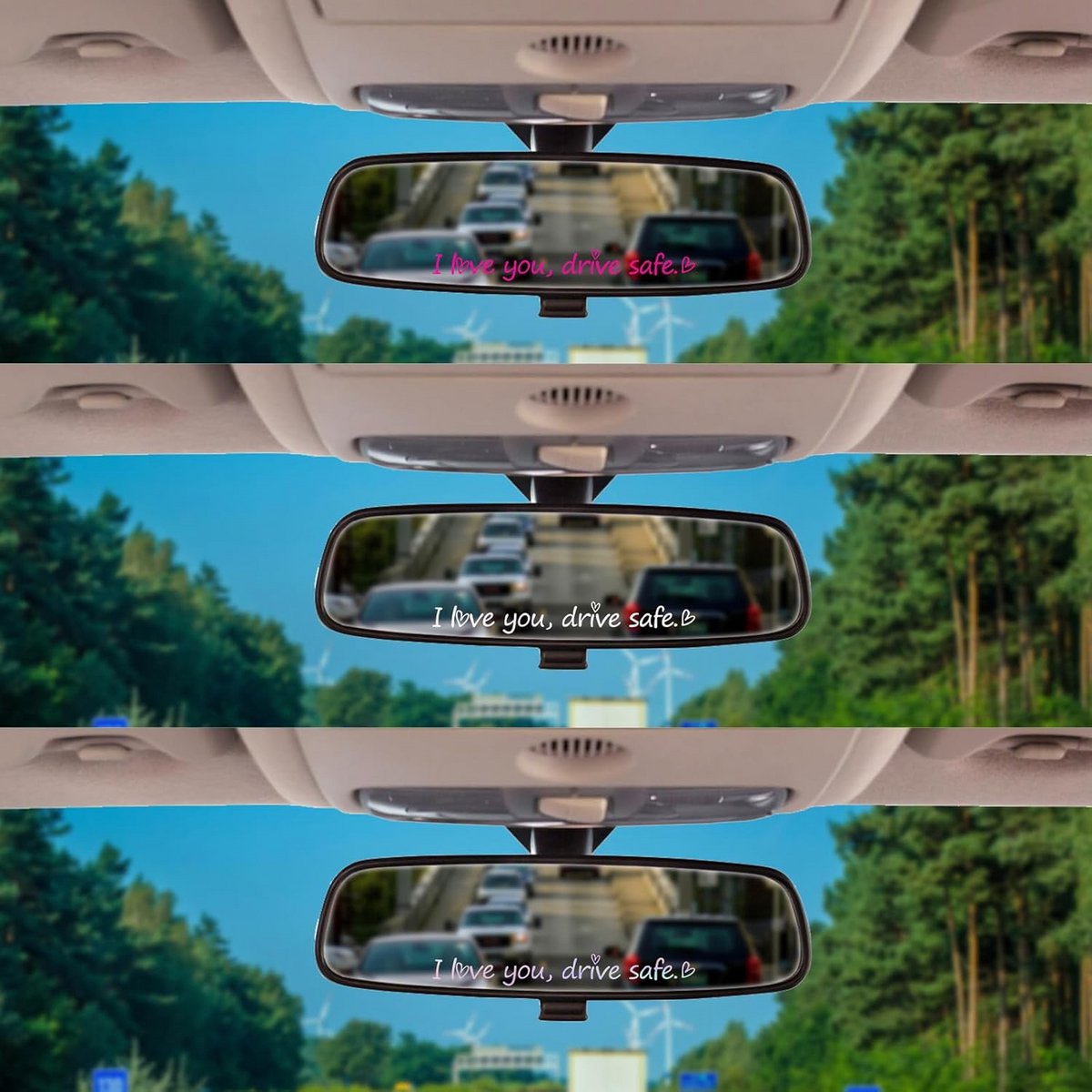 4x Drive Safe Sticker voor Achteruitkijkspiegel Universele Auto Sticker