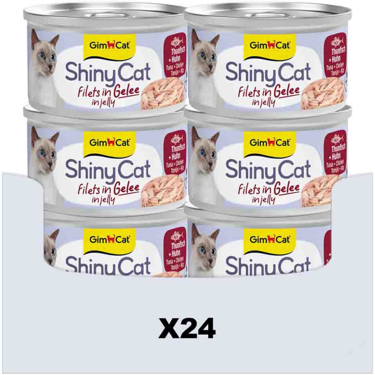 GimCat GimCat ShinyCat Filets in jelly tonijn + kip, 24 x 70 g
