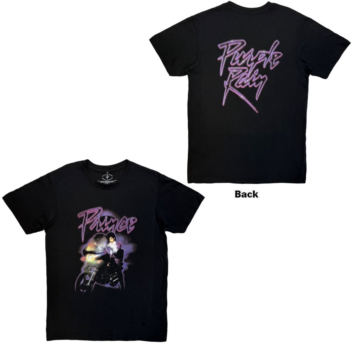 Prince - Purple Rain Logo Outline Heren Tshirt - L - Zwart
