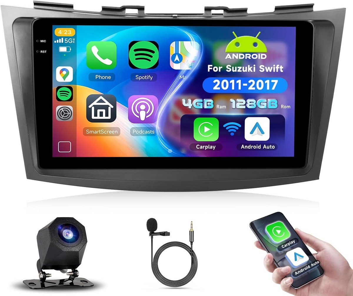 9 Inch Android Autoradio voor Suzuki Swift 2012-2017 met Wireless Apple CarPlay en Android Auto