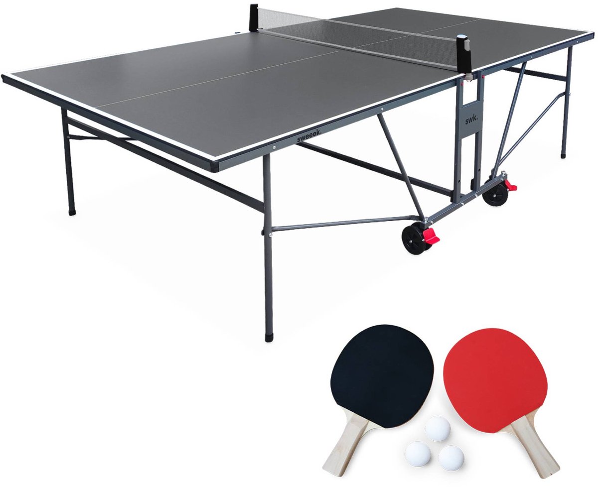 sweeek - Tafeltennistafel opklapbaar met 4 rackets en 6 ballen, voor binnen gebruik