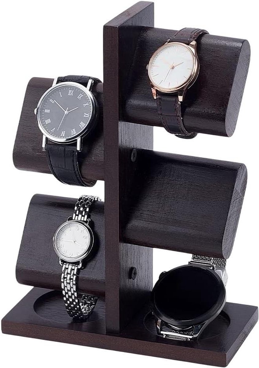 Allecto Horloge Display Toren - Horloge Organisator - Hout - Juwelenhouder - Armbanden Opbergorganisator - Vaderdag Cadeau - Mannen - Houten Horlogestandaard