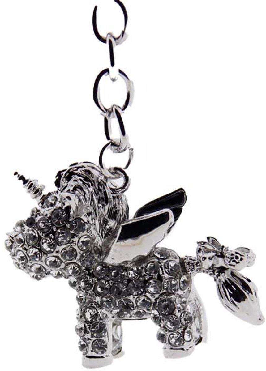 Stijlvol & Sprankelend – metalen Sleutelhanger met Austrian Crystals - Unicorn