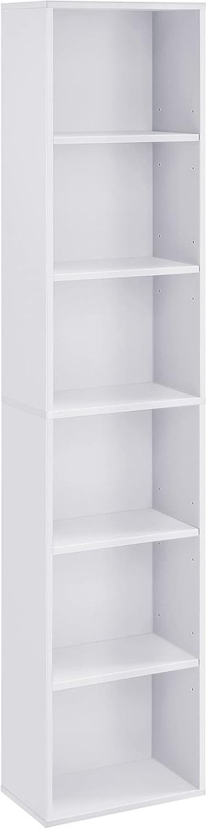 Hoppa! Boekenkast - Wit - Spaanplaat - 40 x 24 x 178 cm (B x D x H)