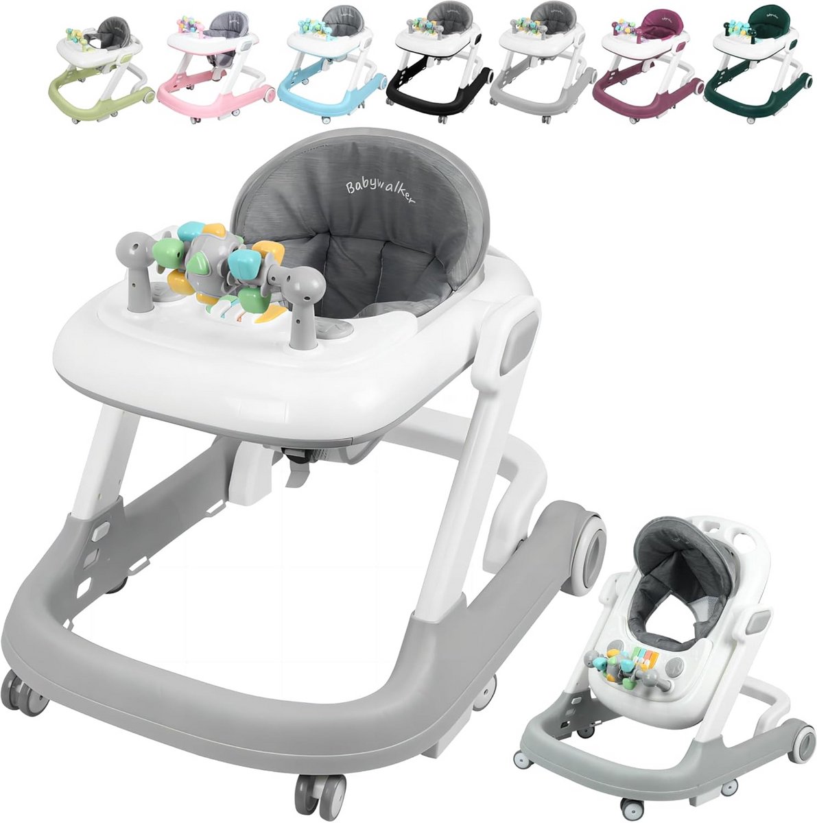 In Hoogte Verstelbare Loopwagen met Speelstation voor Baby's 6-36 Maanden