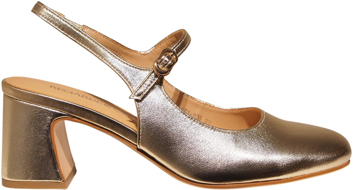 Regarde le Ciel goudkleurige leren dames slingbacks
