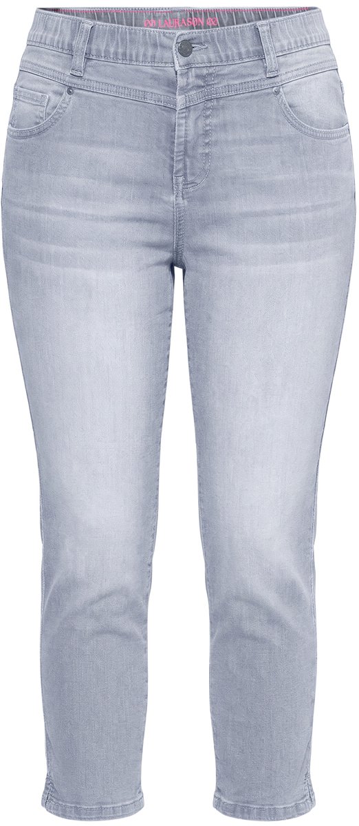 Laurasøn - Dames - Jeans met hoge taille Slim 3/4-lengte - Lichtgrijs denim - Maat 54