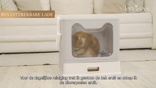 Kattenbak RVS met Deksel – Opvouwbare Gesloten Kattenbak met Lade – Geurvrij, Lekvrij en Makkelijk Schoon te maken – Dubbele ingang/uitgang – Kattentoilet met Schep (38,3 × 51 × 41 cm) – Blauw