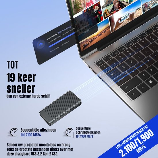 SCH® SSD Externe Harde Schijven - SSD Externe Harde Schijf - Zwart - ‎8cm x 3cm x 2cm van sch — afbeelding 2