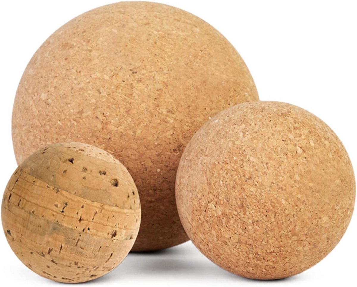 Set van 3 Kurk Massageballen voor Zelfmassage en Fascia Release