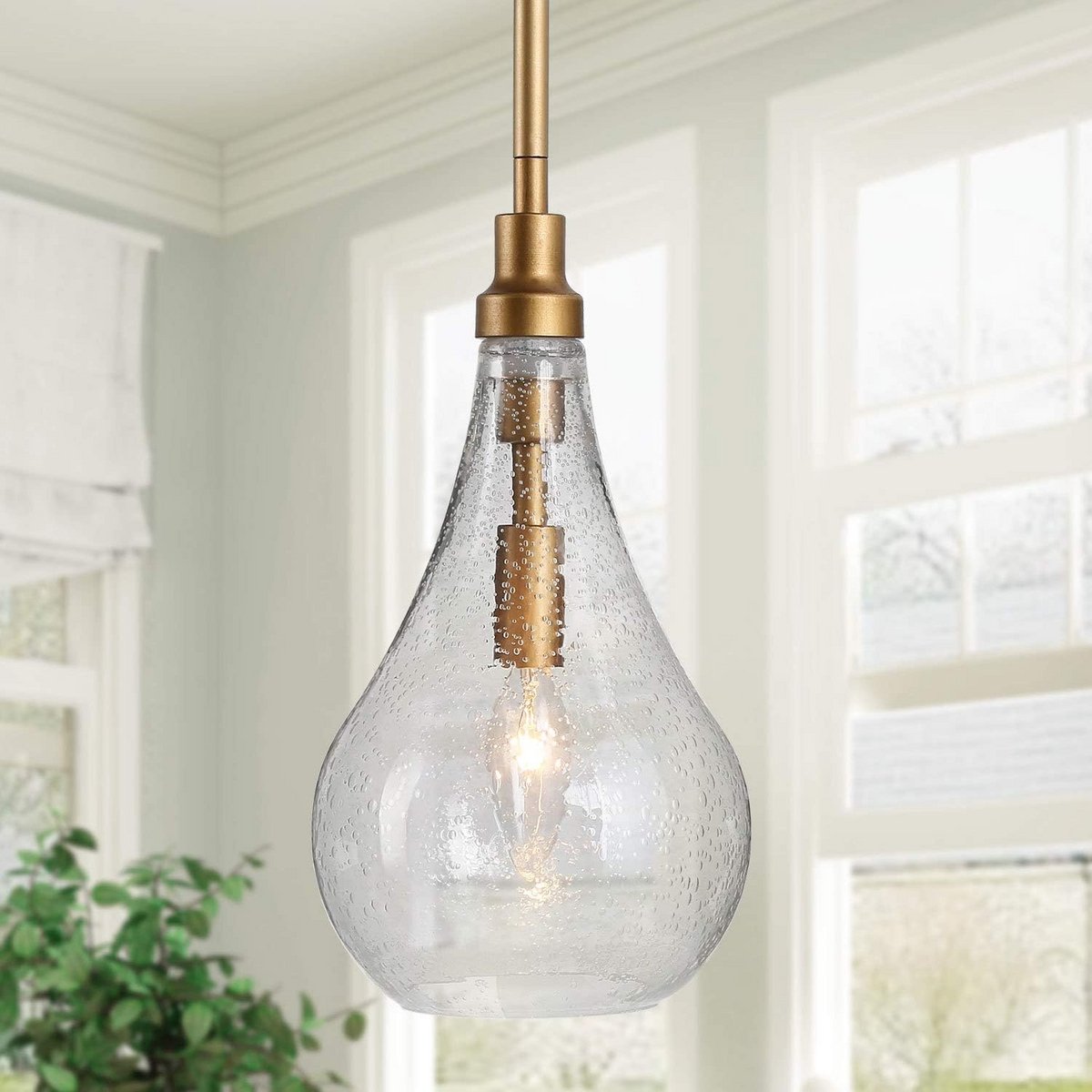 Moderne Gouden Hanglamp met Zaadglas - Dimbare Plafondlamp voor Keuken en Eetkamer