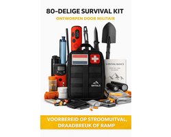 SNTIALS® - 100-delige Noodpakket XL - Survival Kit – Ontworpen Door Militair - EHBO, Powerbank, Waterfilter & Tools en Nood Gids/ Handboek – Voor Rampen, Stroomuitval, Kamperen & Overleven