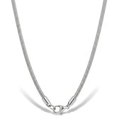 Ketting Dames Zilver – Mauro Vinci® Snake Chain Halsketting Heren – Stainless Steel Slangenketting Zilverkleurig – Minimalistische Dames Ketting Zonder Hanger – 60 cm – Luxe Cadeau voor Vrouw