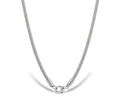 Ketting Dames Zilver – Mauro Vinci® Snake Chain Halsketting Heren – Stainless Steel Slangenketting Zilverkleurig – Minimalistische Dames Ketting Zonder Hanger – 60 cm – Luxe Cadeau voor Vrouw
