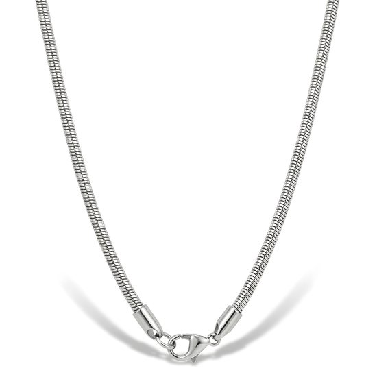 Ketting Dames Zilver – Mauro Vinci® Snake Chain Halsketting Heren – Stainless Steel Slangenketting Zilverkleurig – Minimalistische Dames Ketting Zonder Hanger – 60 cm – Luxe Cadeau voor Vrouw