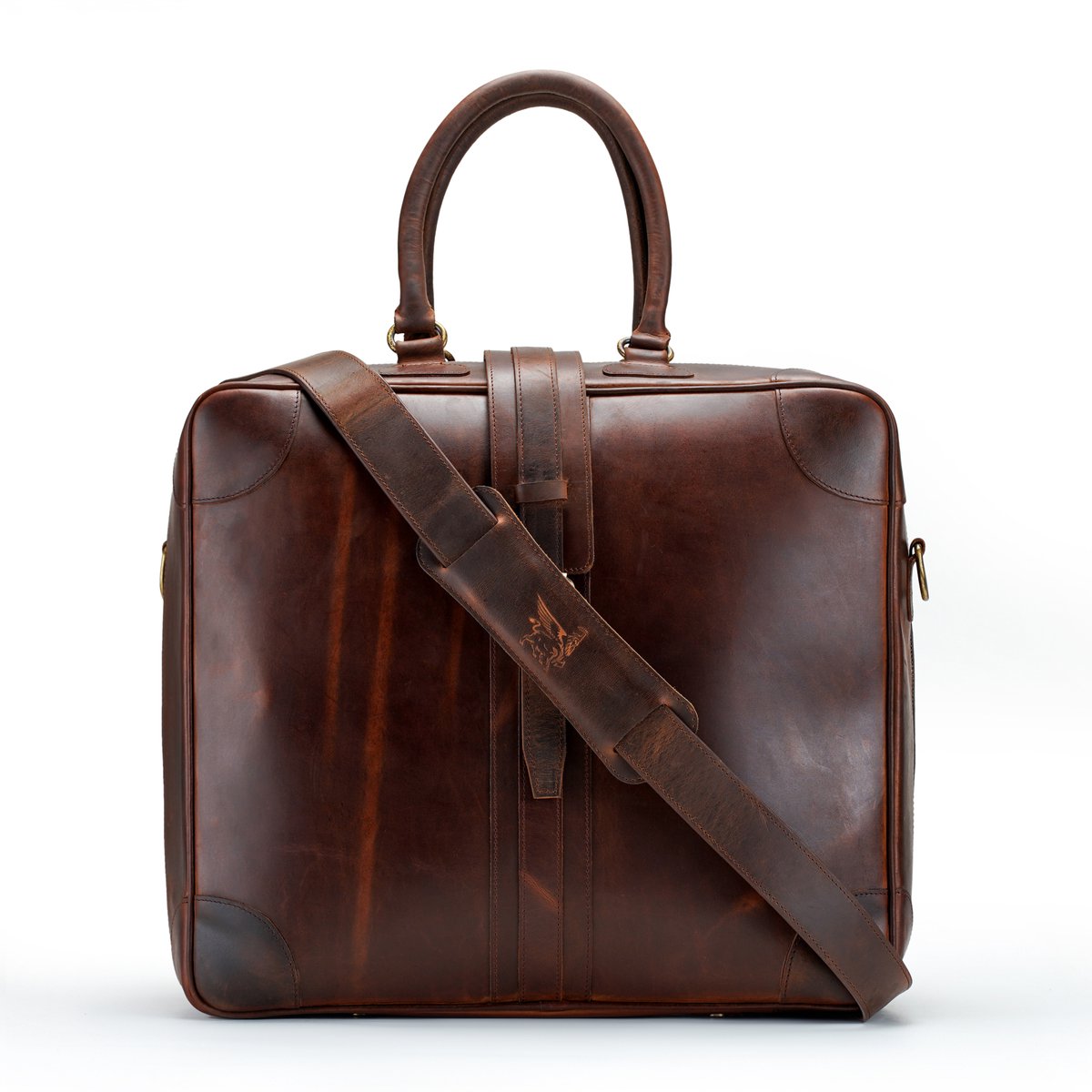 DE LAMASSU® (Cassian) weekender tas van rundleer– business reistas met 180° opening & schouderriem