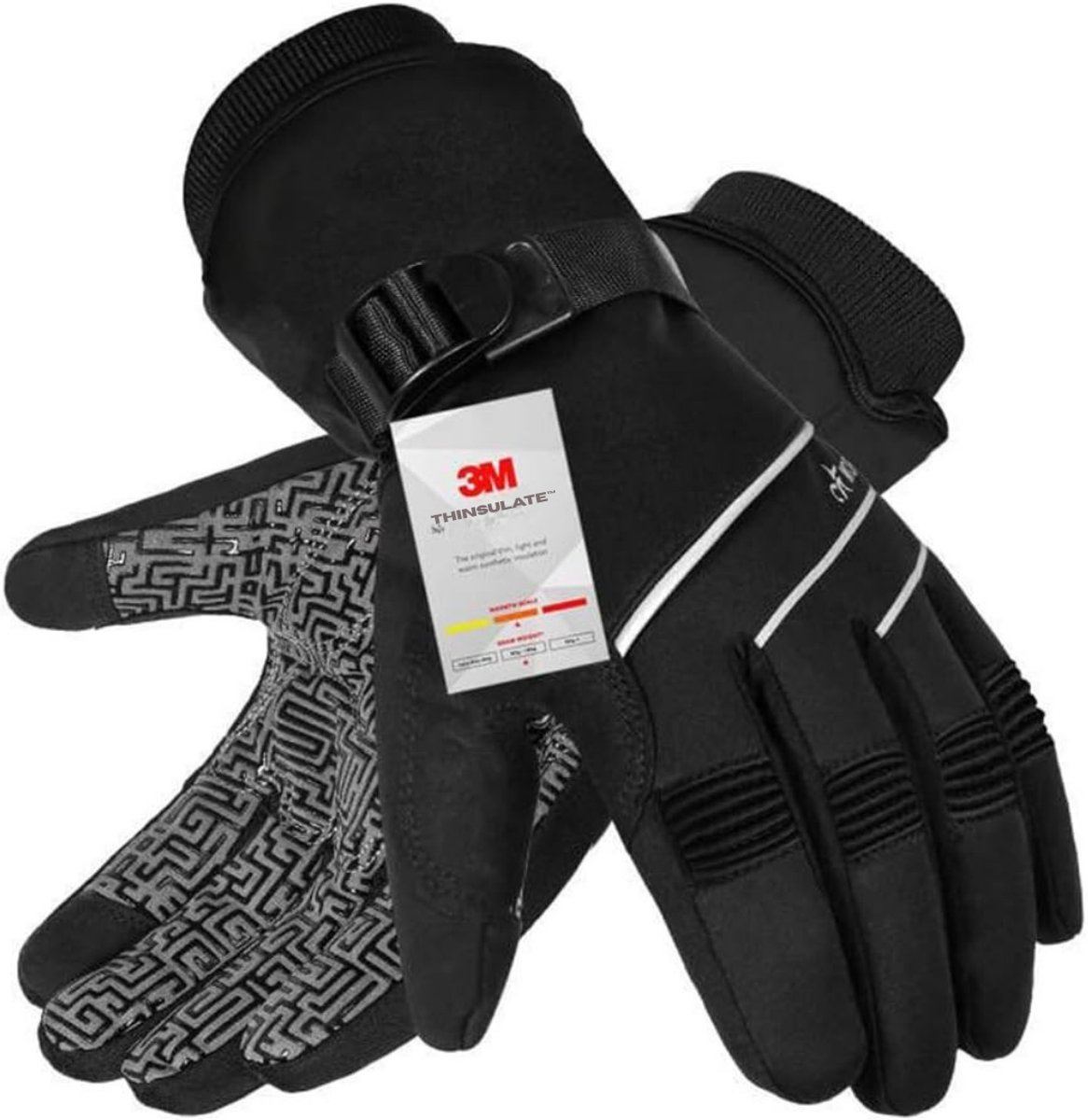 Goodivery® -Skihandschoenen Skibril Skibril Cover Winterhandschoenen Waterdicht 30°F 3M Touchscreenhandschoenen Winddichte Fietshandschoenen Heren Dames 27x10x4cm Zwart