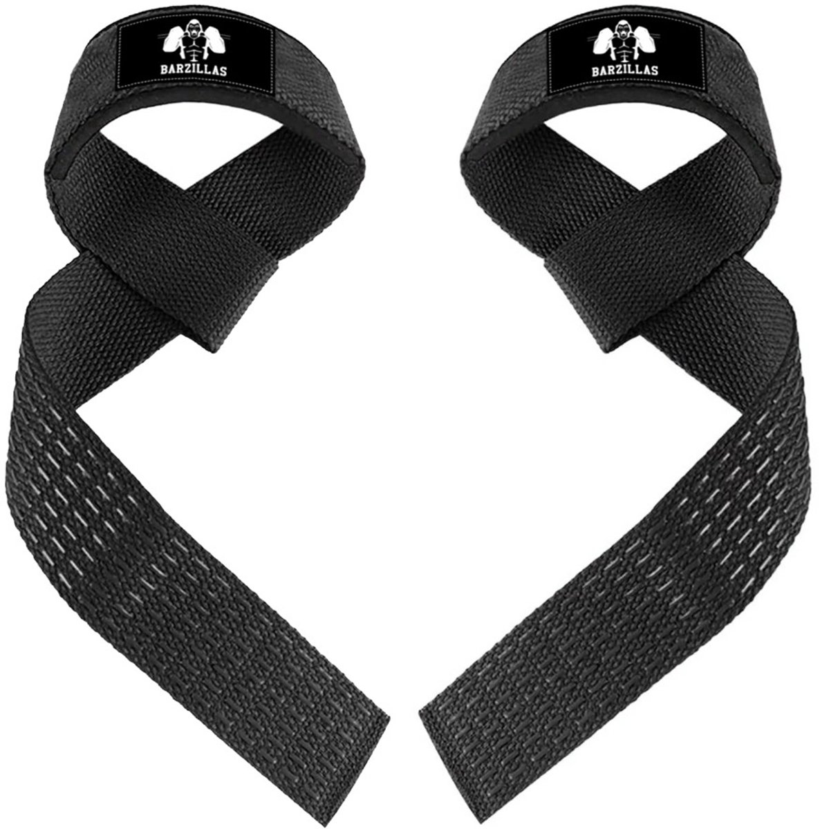 Barzillas Lifting Straps Katoen – Siliconen Grip – Neopreen Padded Polscomfort – Voor Deadlift, Rows & Pull-ups – Extra Stevige Straps – Zwart