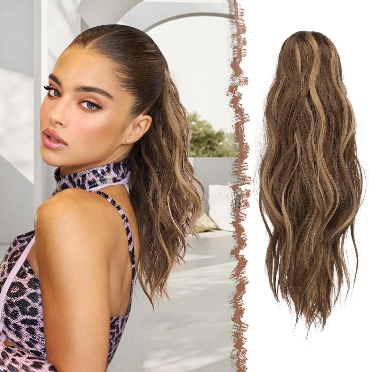 Golvende Clip-In Paardenstaart Extension 50 cm Synthetisch Haar voor Dames