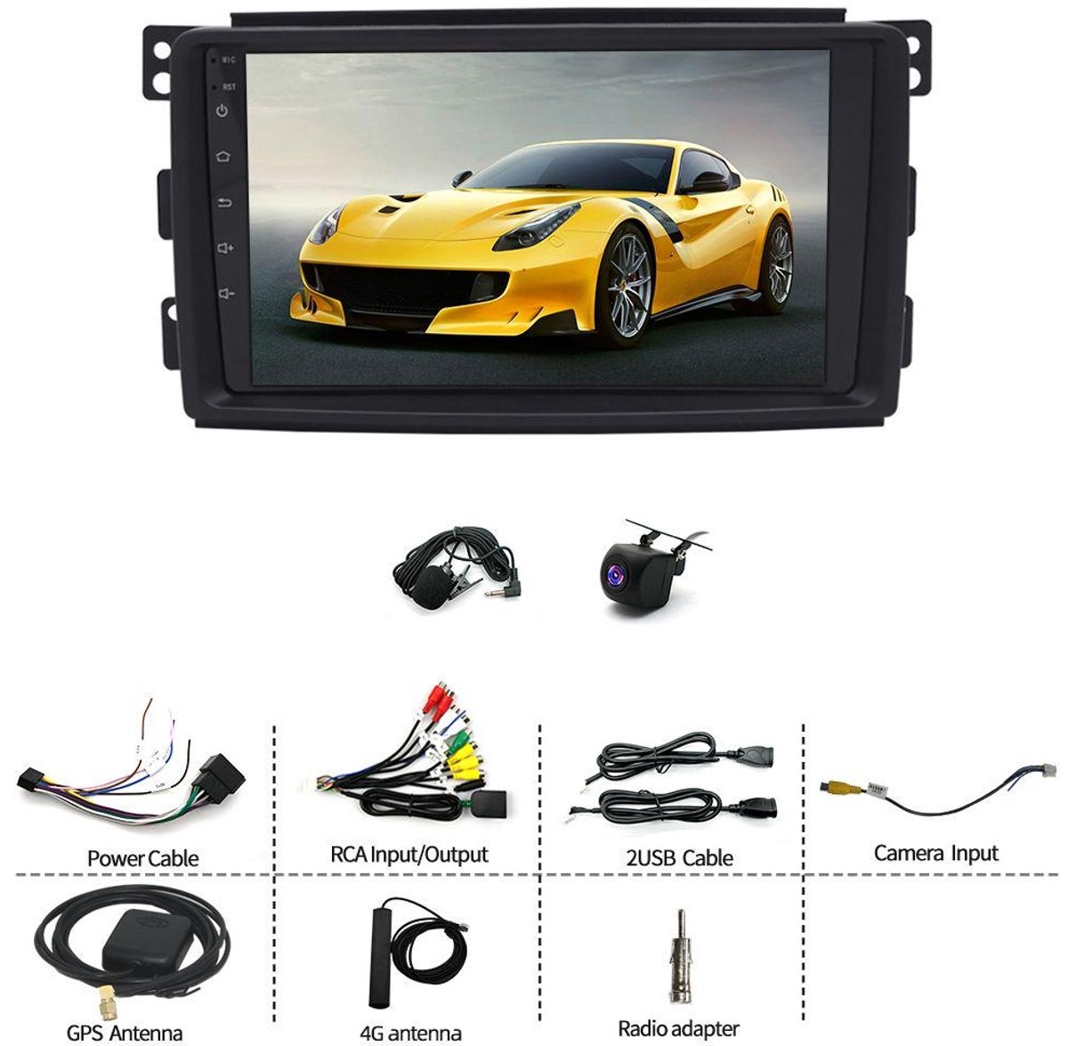 Autoradio Stereo 9-inch GPS Navi Head Unit 8 Core 6+128G 4G LTE voor Benz Smart Fortwo 451 2005-2010 Android 15 DAB+ Autospeler met Carplay Android Auto WiFi Bluetooth FM/RDS Radio