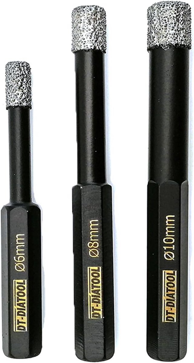 Diamant Boor Set 3-delig - Hex Schacht - Voor Tegel, Keramiek, Graniet en Glas