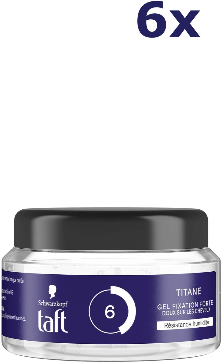 6x Taft Styling Gel 250ml Titane Hold 6