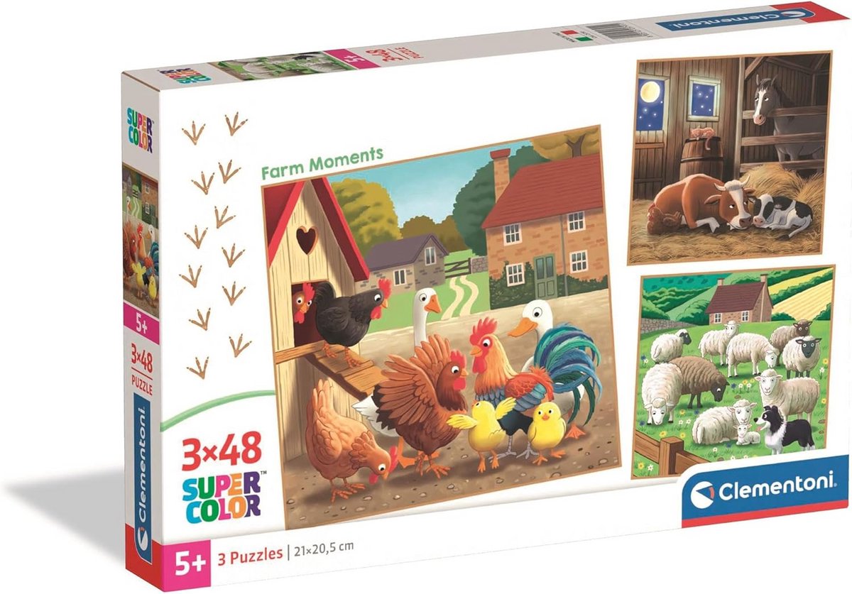 3x 48 Stukken Kinderpuzzel Boerderijdieren - Educatief Puzzelspel voor Kinderen Vanaf 5 Jaar