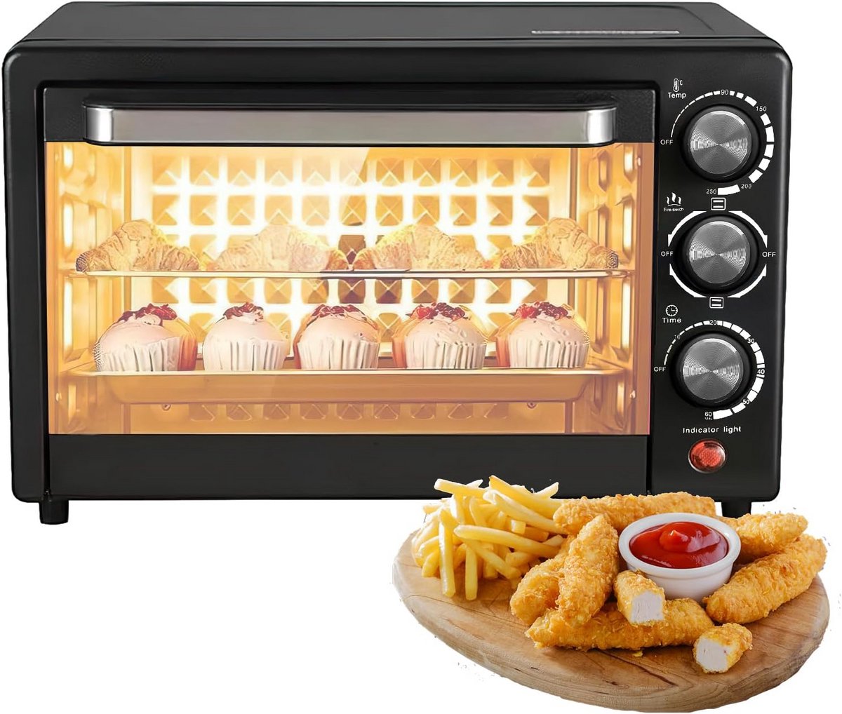 Compacte Minioven 22 Liter met Grillrooster en Bakplaat - 800W