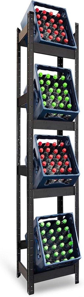Robuust Houten Drankenrek voor 4 Kratten - Modulaire Opslag en Standaard