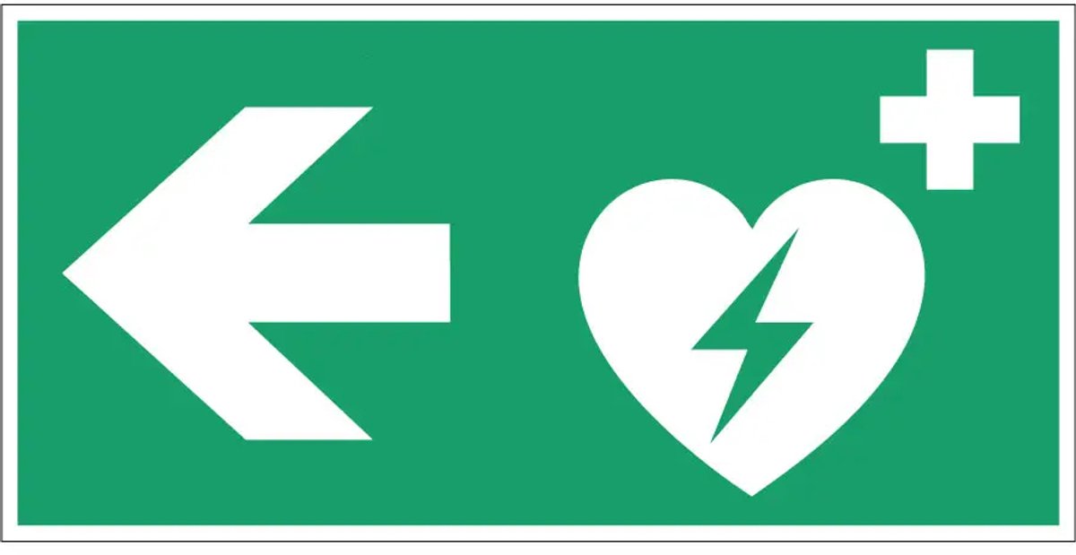 AED pijl links sticker - E010 | 40 x 20 cm
