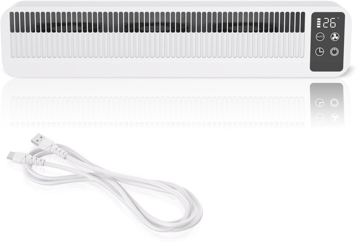 3W Radiatorventilator, verwarmingsventilator voor betere warmteverdeling en energiebesparing, 5200 mAh accu, 3 ventilatorsnelheden, timerinstellingen 2-12 uur (1 stuk, wit) NAIZY