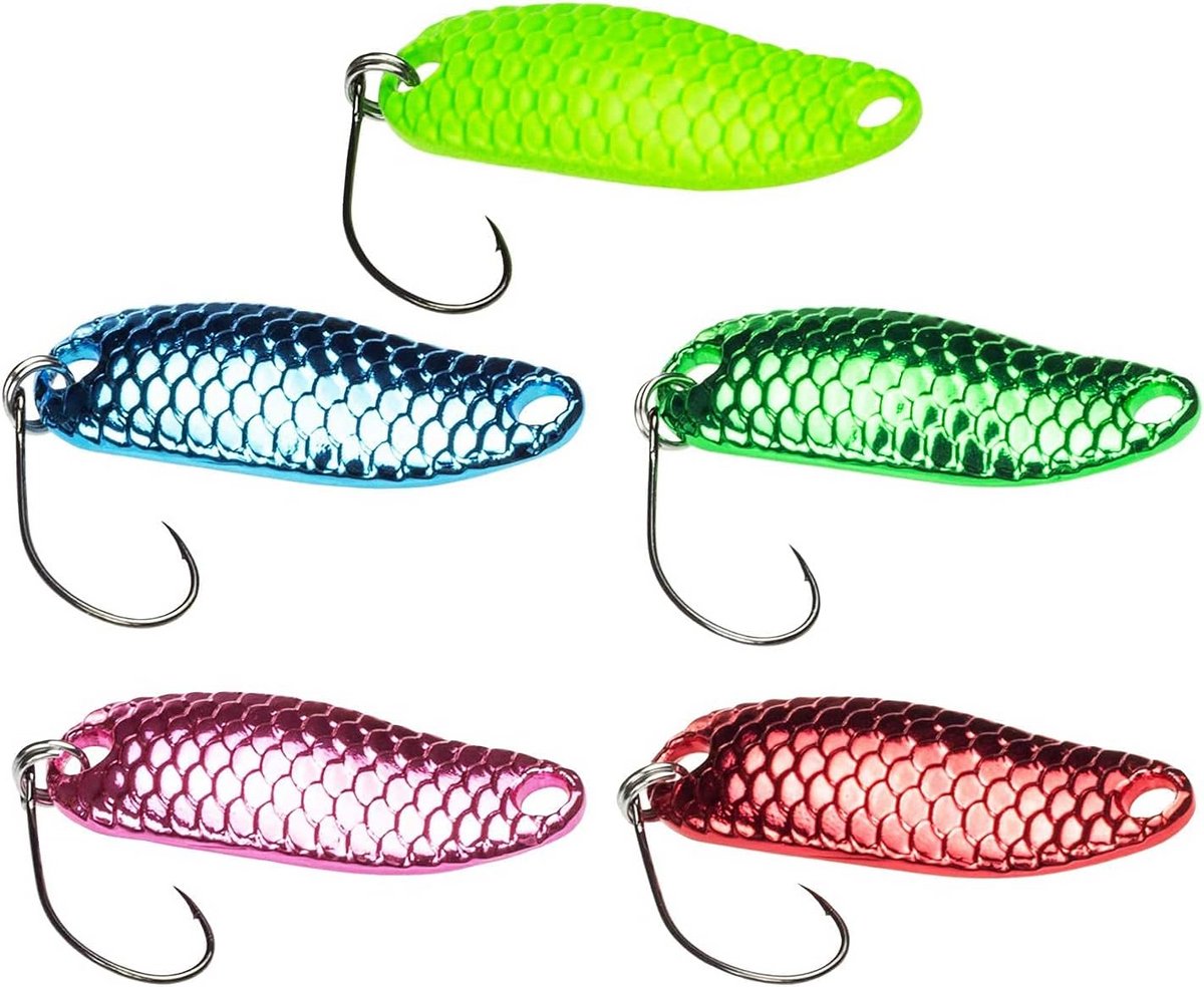 Set Kunstvislures Kleine Blinkers voor Forel, Baars en Roofvis - 5 Stuks