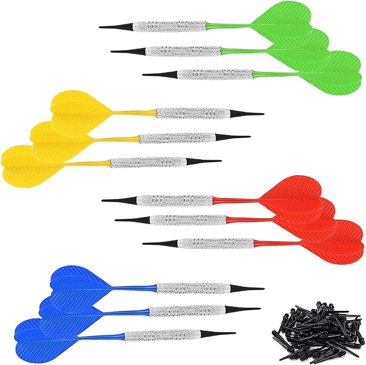 Dartpijlen - Dart Flights - Dartpijlen Set - 13,4 gram - Professionele Dartpijlen Set - Cadeau - 4 Kleuren - 12 Stuks met 36 Dartkoppen - van Imperatoris
