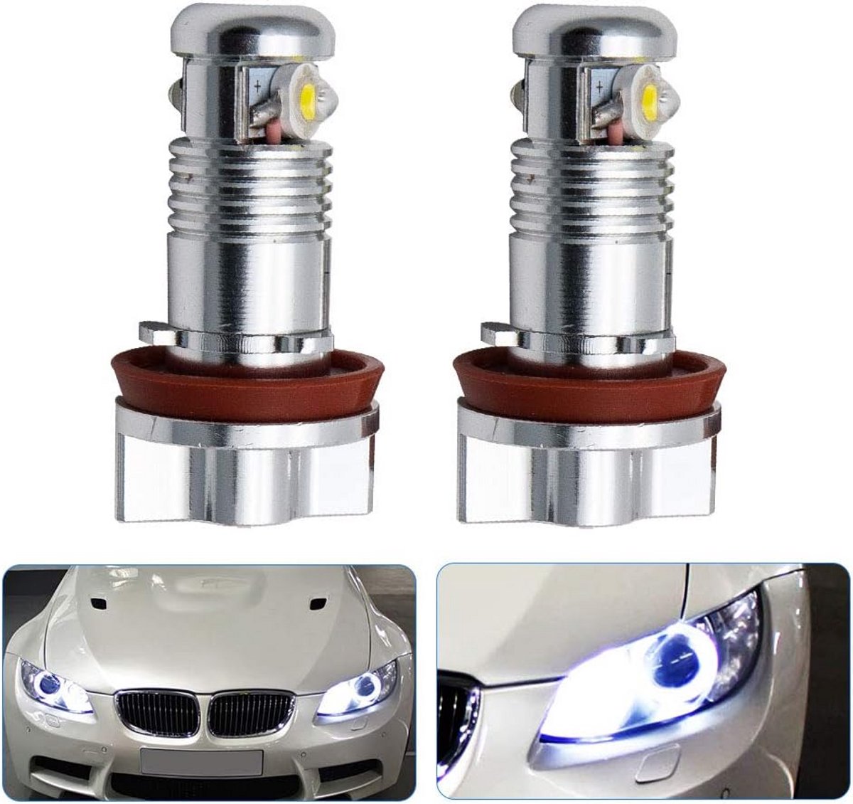 Set van 2 Witte LED Angel Eyes voor BMW Koplampen Canbus Foutvrij