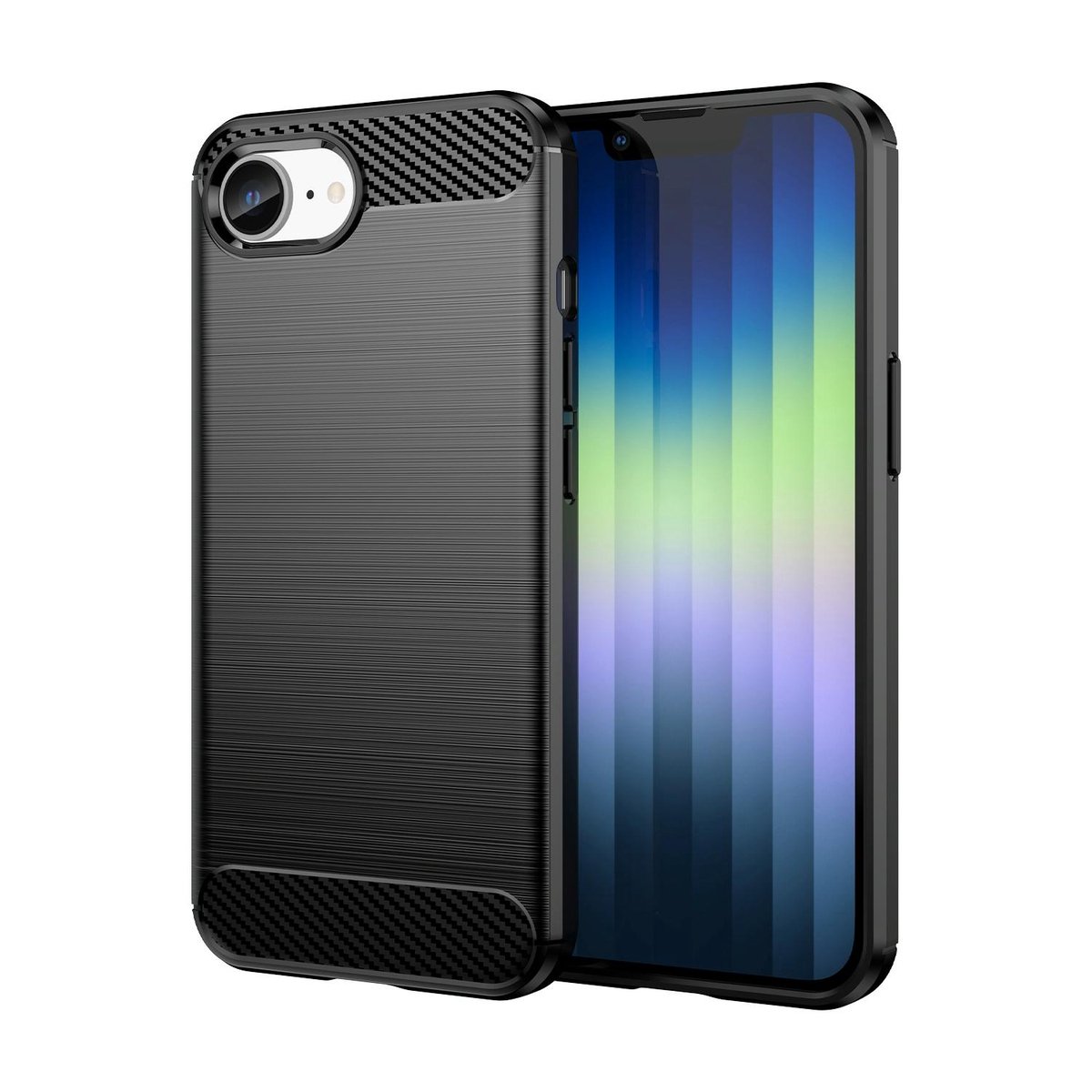 Mobigear Hoesje geschikt voor Apple iPhone 17e Telefoonhoesje Flexibel TPU | Mobigear Brushed Slim Backcover | iPhone 17e Case | Back Cover - Zwart
