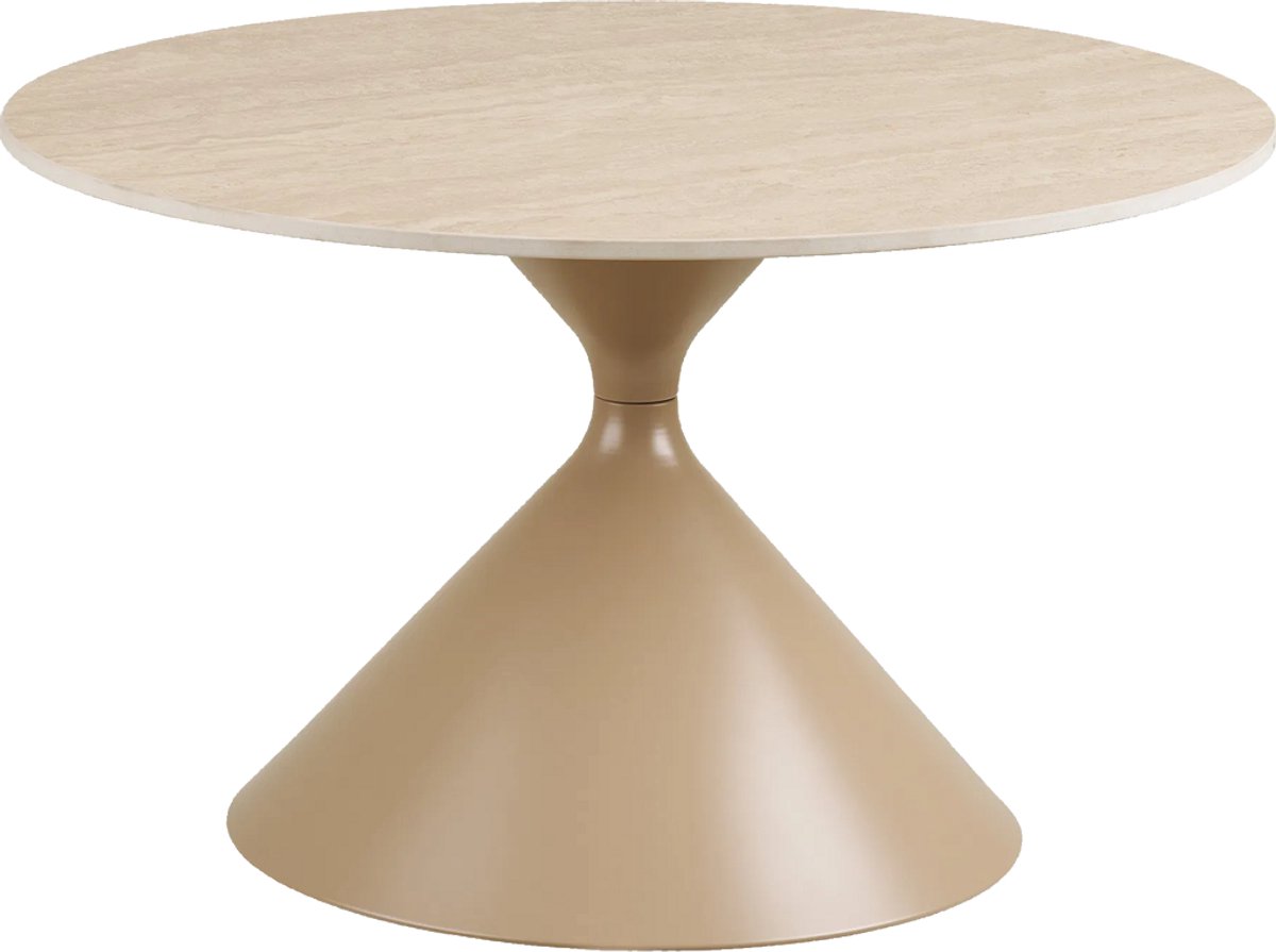 Artichok Anisa Metalen Salontafel Met Keramiek Blad Beige - Zand - Travertin - Ø70