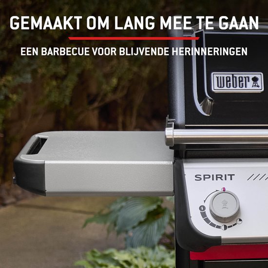 Weber Spirit E-410 - Gasbarbecue - Zwart - 4 Branders met 8,2 kW vermogen - Porselein geëmailleerde gietijzeren grillrooster - 2 Zijtafels - 2 Duurzame wielen - Kast met deur