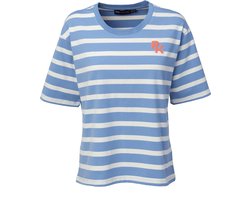 PK International - T- shirt - Blauw - Sky Blue - Ademend - Loose Fit - Streepjes - Dalmore - Cotton - S/36