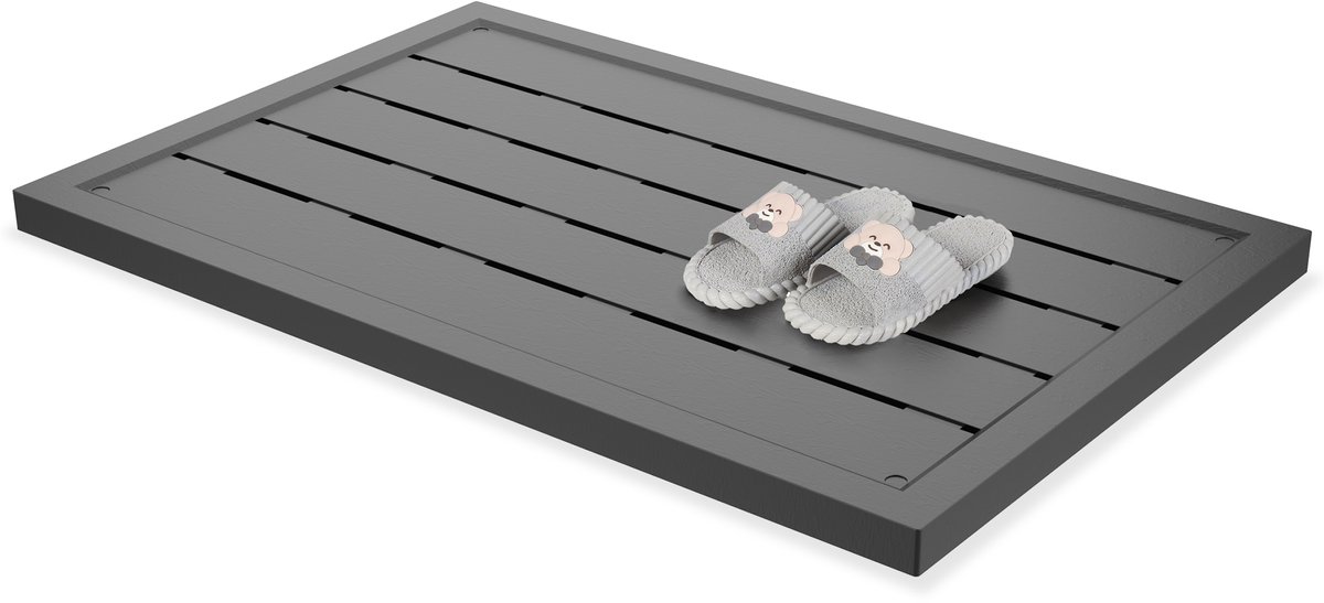 Kunststof Vloerelement voor Zonnedouche 100x56x4cm, Antislip Tuindouche Vloerpanelen met Montagemateriaal, UV-bestendig Buitenvloer voor Buitendouche Sauna Zwembadladder (Antraciet) NAIZY thumbnail 2