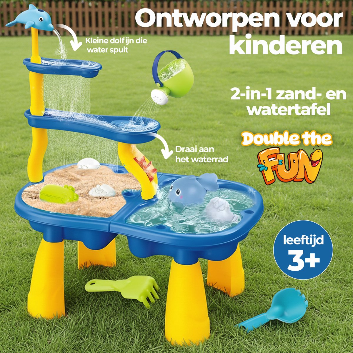 Rosfelde Watertafel Speelgoed - Zandtafel - Watertafel Buiten - Goed Formaat - Blauw/Geel — afbeelding 3