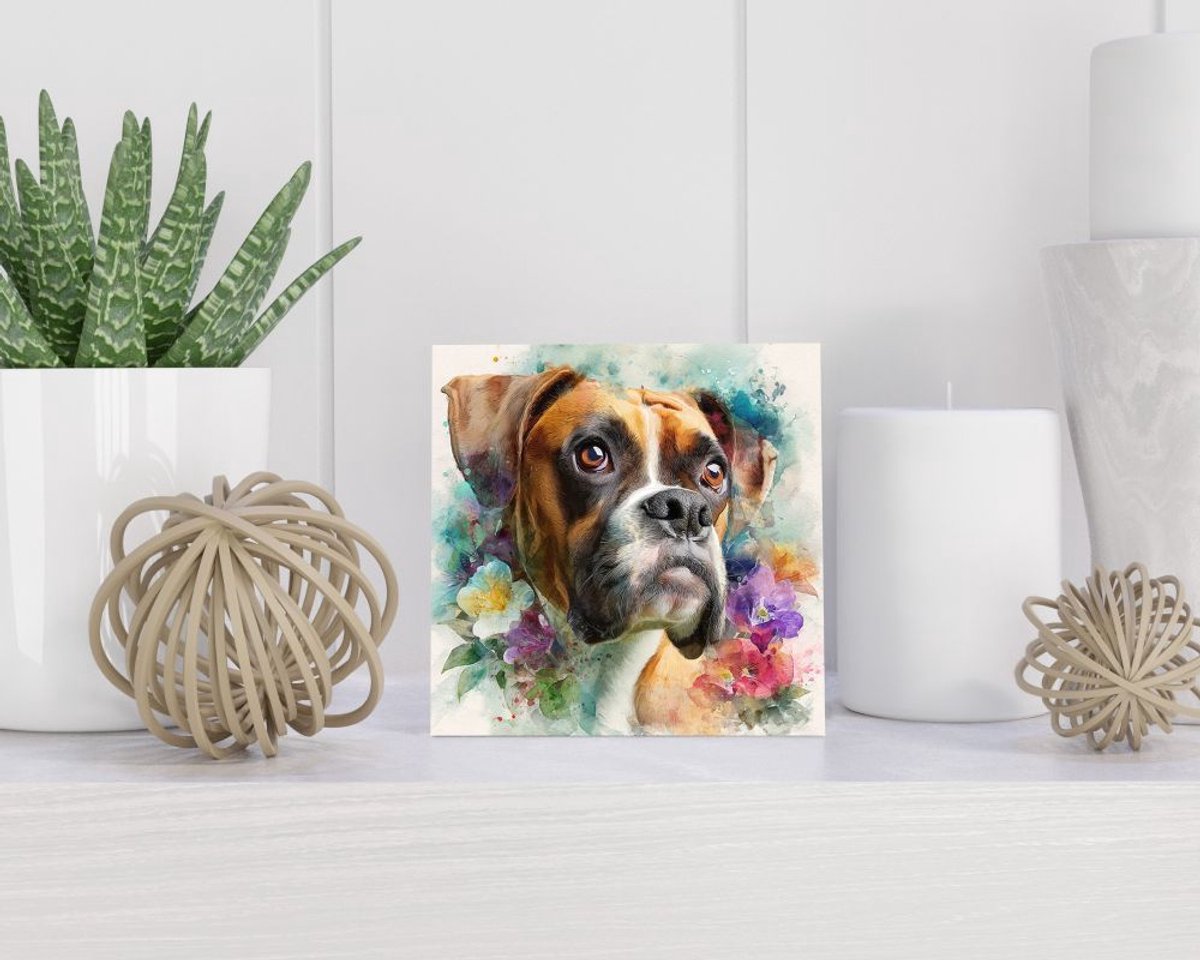 Tegel 15x15 cm met Boxer cadeau decoratie | tegeltjes met tekst | tegeltjes met spreuken | collega | oma | opa | pensioen | mama | papa | vriend