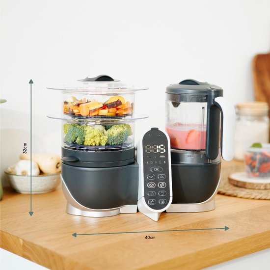 Florixa® Stoomkoker baby - Stomer en Blender - 6-in-1 Multifunctionele Baby Cooker - Grijs - 40cm x 25cm x 32cm van Merkloos — afbeelding 2