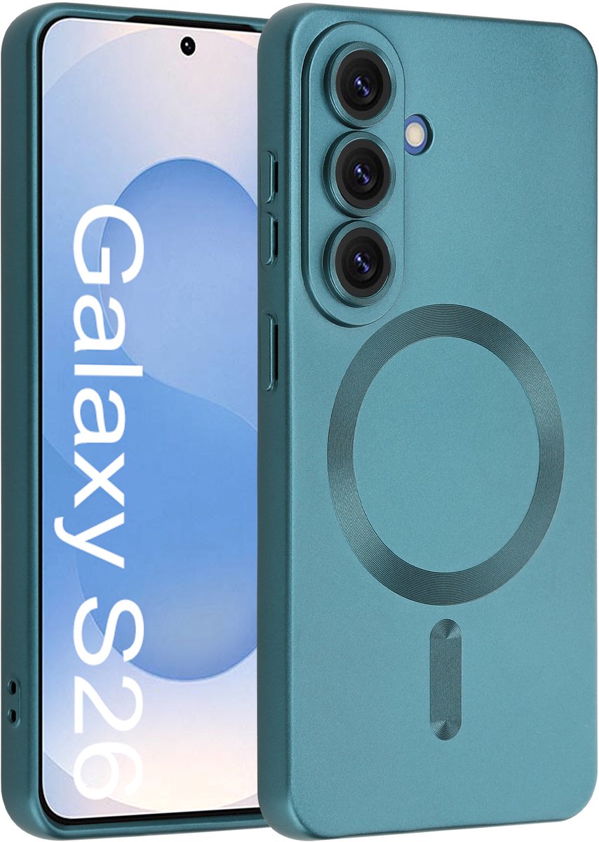 ShieldCase MagSafe Hoesje - Geschikt voor Samsung Galaxy S26 - Lens Protectie - Donkergroen
